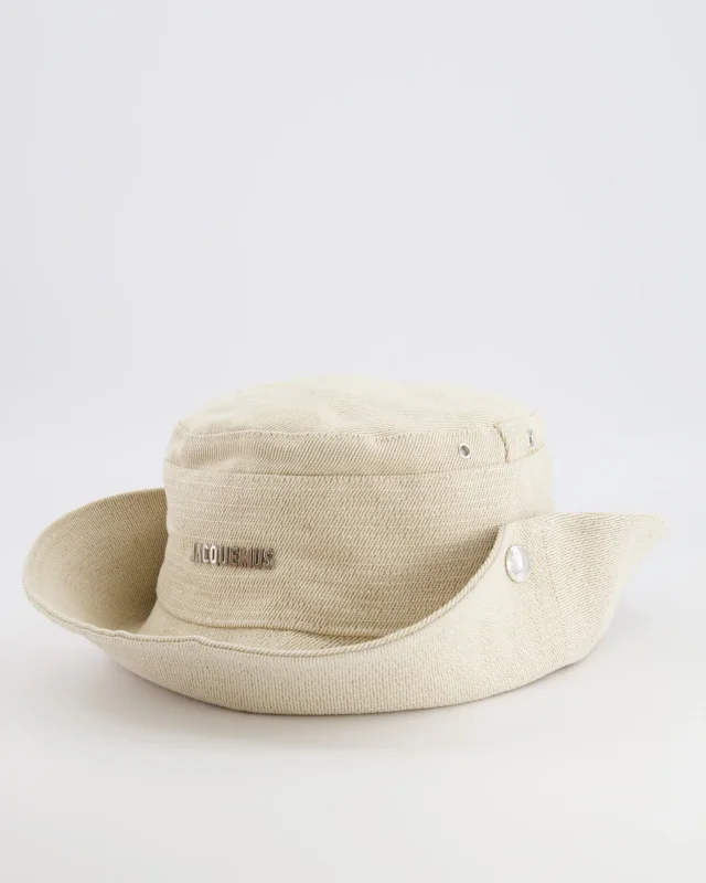 Jacquemus Le Bob De-Nîmes Bucket Hat with Adjustable Drawstring in Beige from Sellier, photo 6 of 12