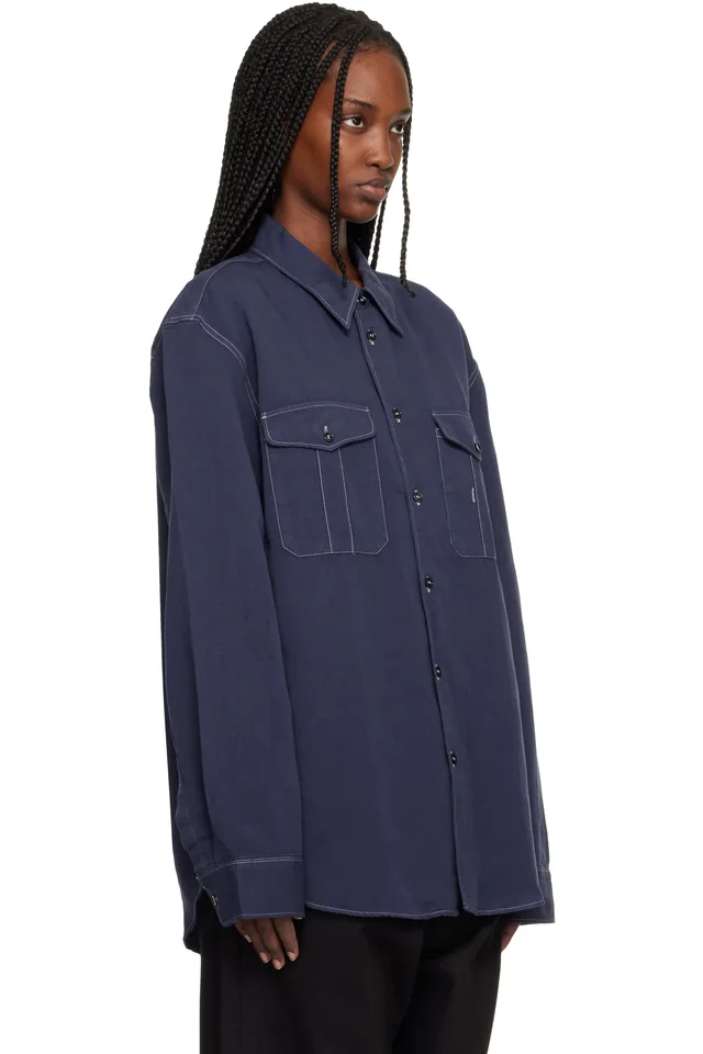 Studio Nicholson Blue Louro Shirt, photo 2 of 4 from SSENSE