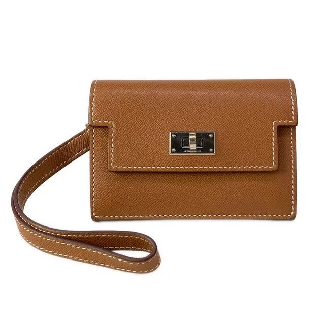 Hermès Wallet Kelly Pocket Slim Gold Silver in Gold Calfskin from The Reluxe