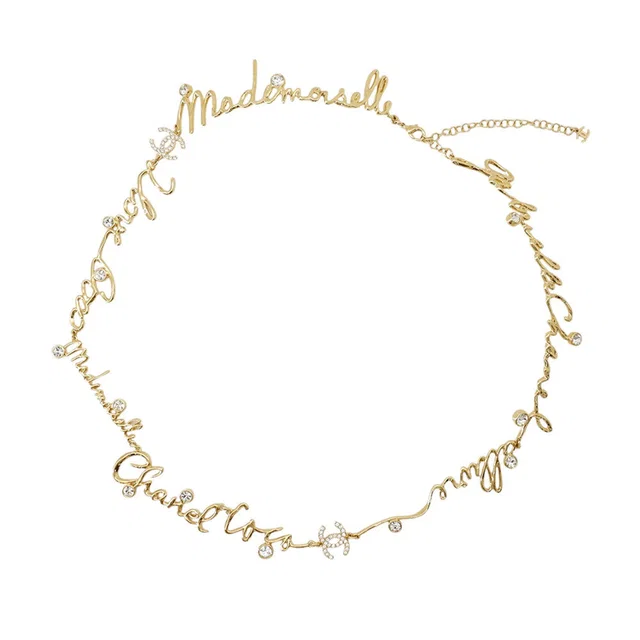 Chanel I LOVE COCO Long Necklace Gold/TransparentABD430 Metal Rhinestone in Gold from GALLERY RARE