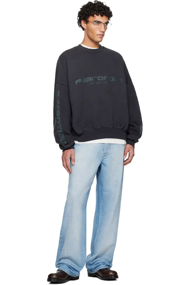 Fear of God ESSENTIALS Black Holiday 'Los Angeles' Heavy Fleece Cropped Sweatshirt, photo 5 of 5 from SSENSE