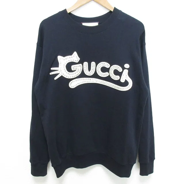 Gucci Kitten Logo Crew Neck Sweatshirt XXS Dark Navy Spring Summer Fall Winter in Navy from The Reluxe