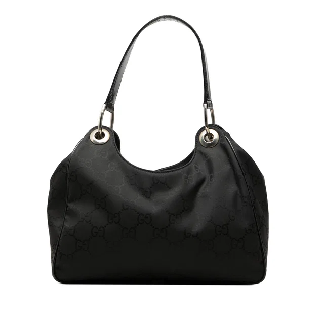 Black Gucci GG Nylon Shoulder Bag in Black Nylon from Designer Revival