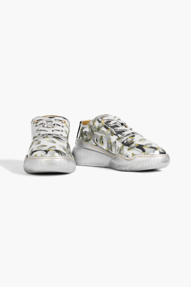 Stella McCartney Loop Printed Mirrored Sneakers in Silver, photo 2 of 4 from THE OUTNET