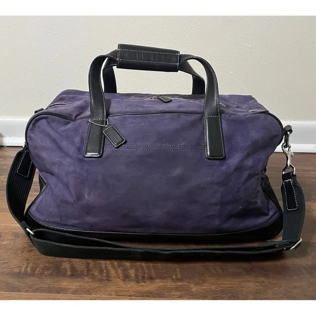 Coach Vintage Purple Black Nylon Leather Weekender Duffel Travel Shoulder Bag in purple|black Nylon from Poshmark