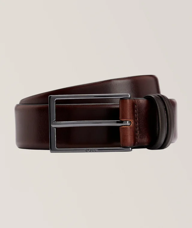 Carmello Leather Belt in Brown, image 1 of 1 from Harry Rosen