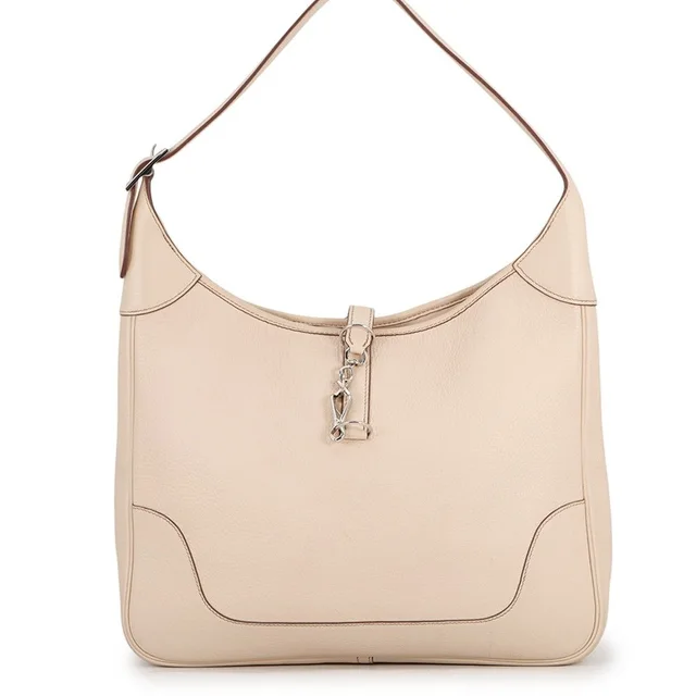 Hermès Shoulder Bag Trim 35 Ivory Silver Taurillon Clemence in White Clemence leather from The Reluxe