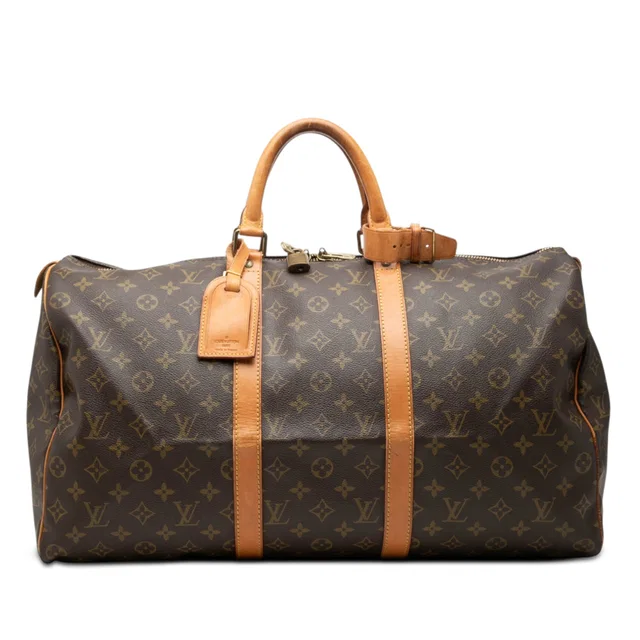Brown Louis Vuitton Monogram Keepall 50 Travel Bag in Brown Coated canvas from Designer Revival