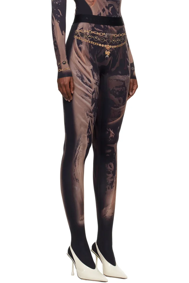 Marine Serre SSENSE Exclusive Black Wet Nuisette Printed Jersey Leggings, photo 2 of 4 from SSENSE