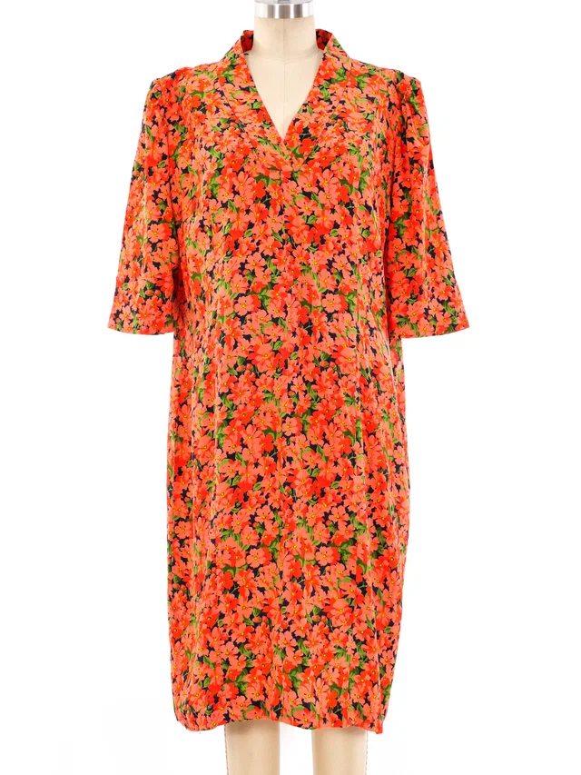 Saint Laurent Floral Silk Dress in Silk from Arcade Vintage