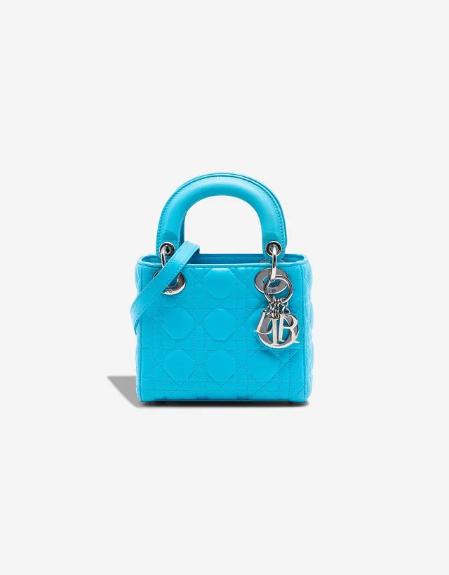 Dior Lady Mini Lamb Blue in Blue Lambskin from SACLÀB