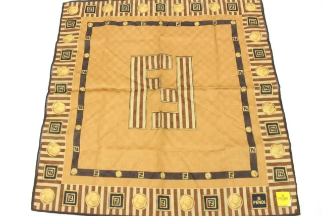 Fendi Brown x Black x Gold FF Zucca Logo Scarf in Black Canvas from Bagriculture