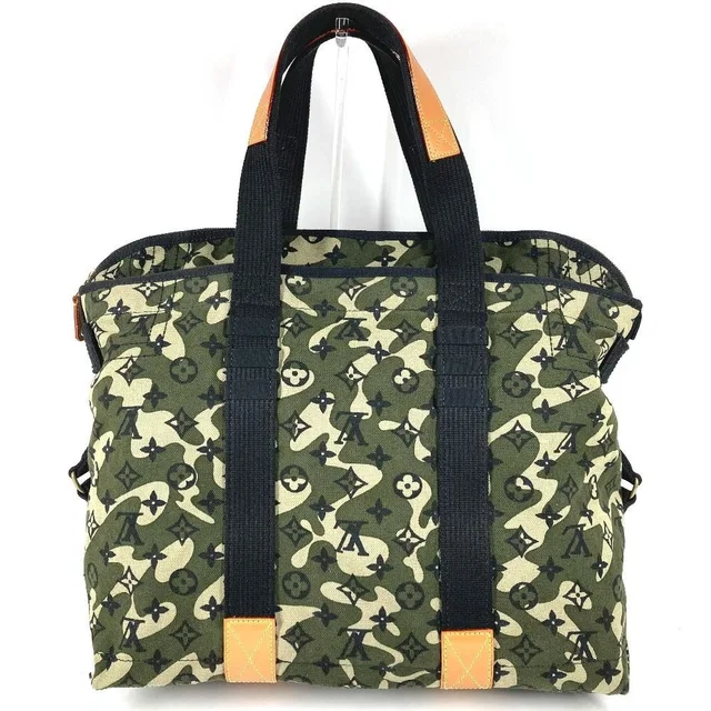Louis Vuitton Shoulder Bag Tray Leather Canvas Monogram Green in Green Canvas from The Reluxe