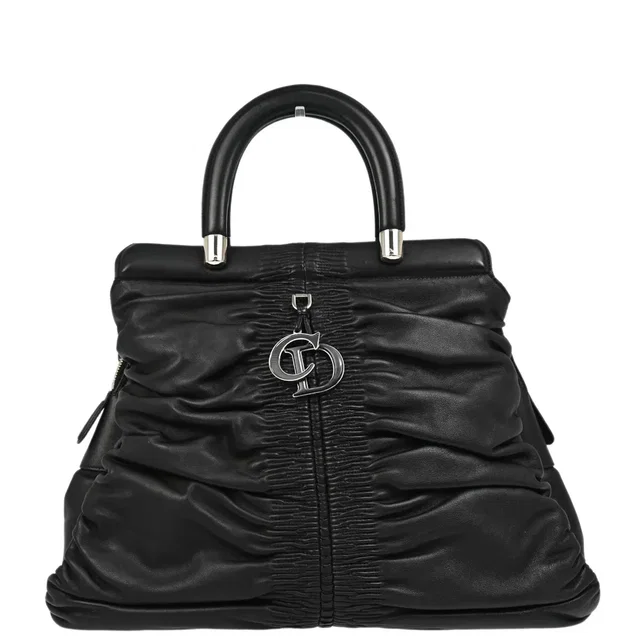 Dior 2008 Black Karenina Handbag in Black Leather from AMORE Vintage Tokyo
