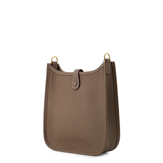 Hermès Evelyne Amazon Long Etoupe/Blue Indigo Taurillon Clemence Size TPM in Taupe Clemence leather from GALLERY RARE, photo 2 of 8