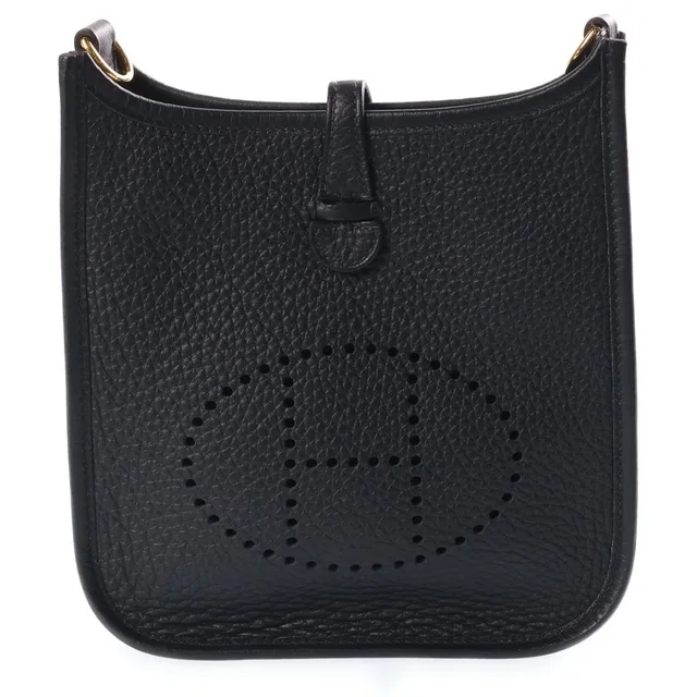 Hermès Evelyne Amazon TPM Black Taurillon Clemence Gold Shoulder Bag in Black Clemence leather from The Reluxe