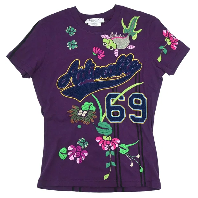 Dior 2003 Top Adiorable 69 T-shirt Embroidery Purple #38 in Purple from AMORE Vintage Tokyo