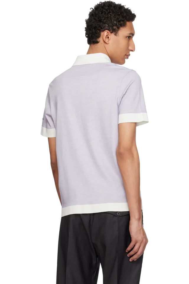 Paul Smith Purple Lyocell-Blend Contrast Trim Polo, photo 3 of 4 from SSENSE