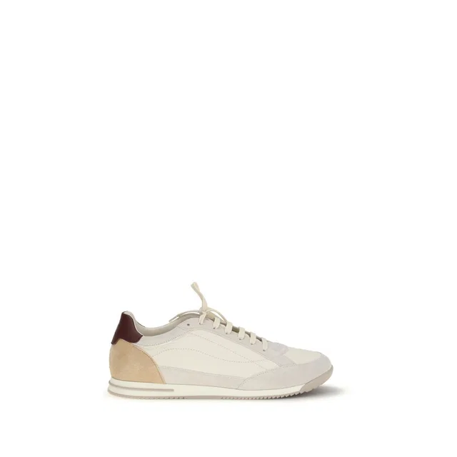 Brunello Cucinelli Beige Calf Leather Bos Taurus Sneakers in Beige Calfskin from HEWI