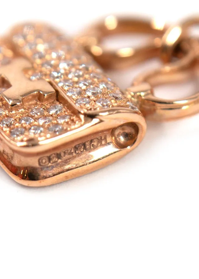 Hermès 18K Rose Gold Diamond Constance Amulettes Bracelet in Pink from HEWI, photo 6 of 10
