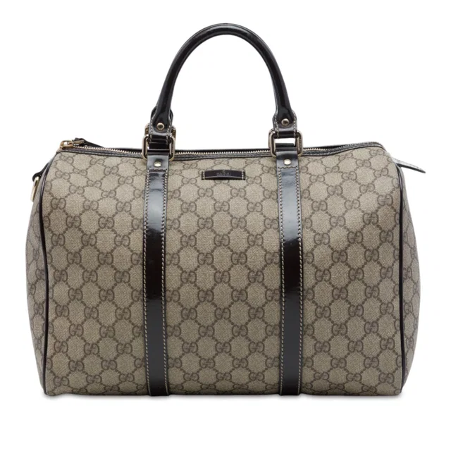 Beige Gucci Medium GG Supreme Joy Boston Bag in Beige Coated canvas from Designer Revival