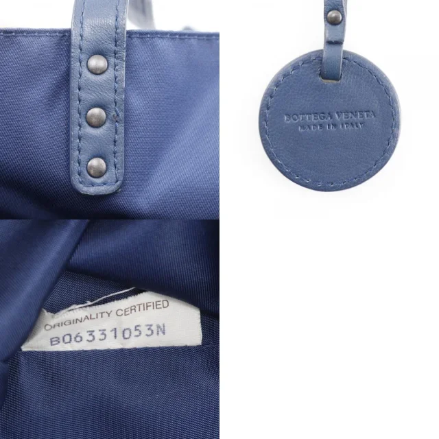 Bottega Veneta Intrecciolusion Tote Printed Nylon Navy Bag in Navy Nylon from HEWI, photo 4 of 12