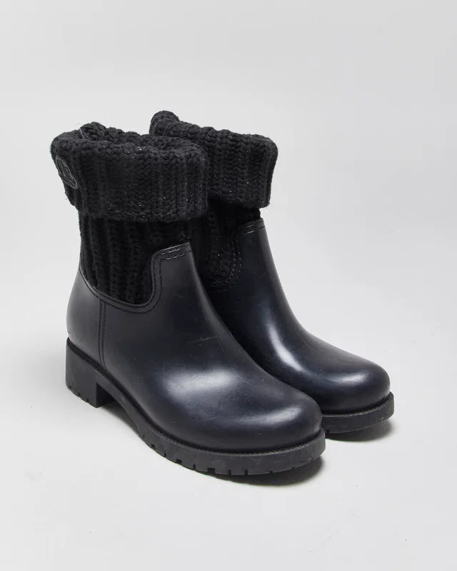 2020 Moncler Ginette Women's Wool Mid-Calf Rubber Rain Boots - UK4 in Wool from Rokit Vintage