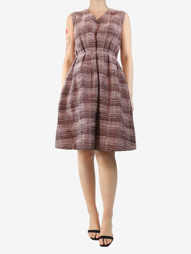 Marni Pink sleeveless gathered midi dress - size UK 8 in Pink Nylon from Sign of the Times