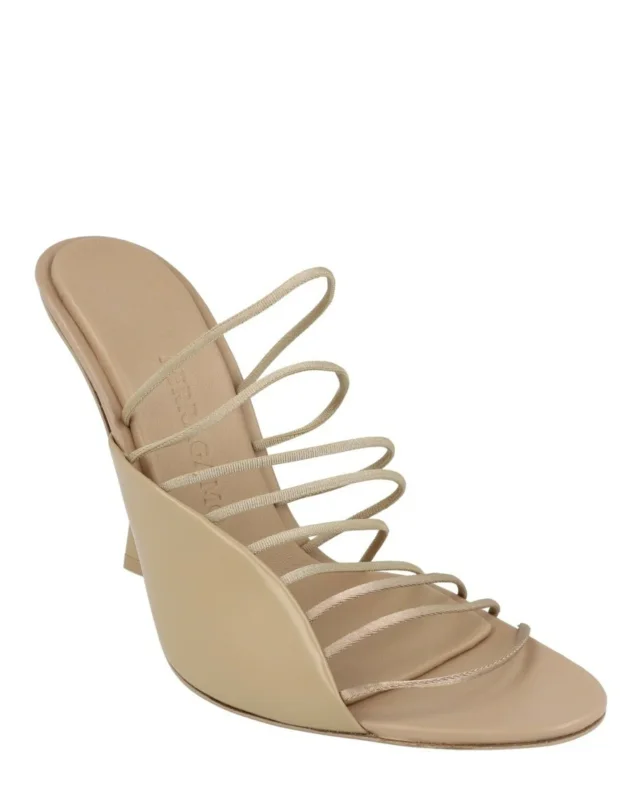 Salvatore Ferragamo Altaire Strappy Mules in beige, photo 2 of 6 from ShopSimon