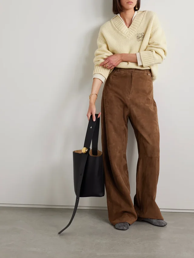 LOEWE Paneled suede high-rise wide-leg pants in Brown, photo 2 of 2 from NET-A-PORTER (Canada)