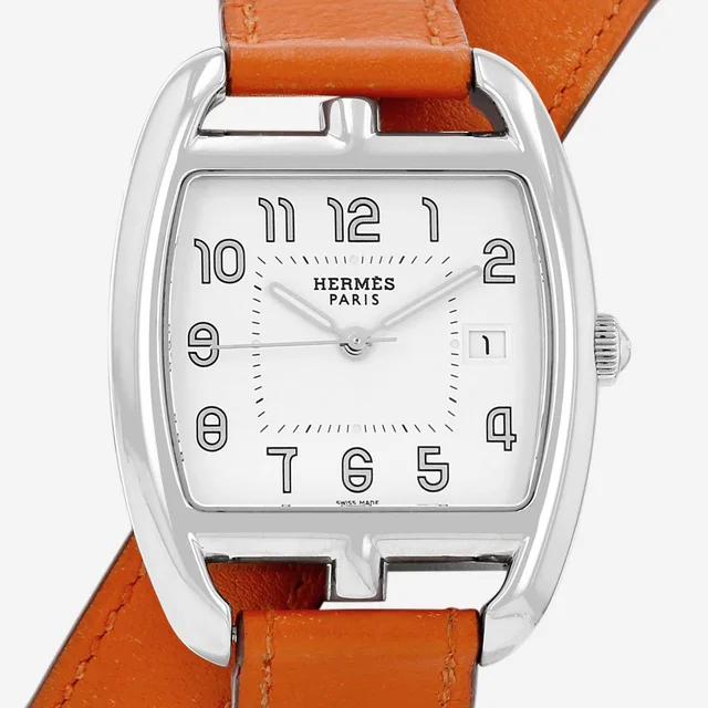 Cape Cod Tonneau watch in steel Ref: Hermès - CT1.710 Circa 2010 in Leather from Collector Square