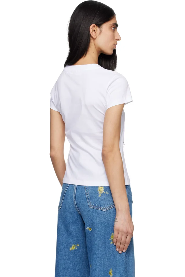GANNI White Baby Fit Raspberries T-shirt, photo 3 of 4 from SSENSE