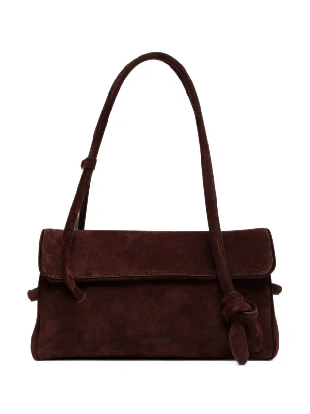 Jacquemus Suede Fold-Over Shoulder Bag — Brown in Brown Suede from HEWI