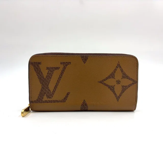 Louis Vuitton Zippy Wallet Monogram Giant Leather Brown Round Gold in Brown Leather from The Reluxe
