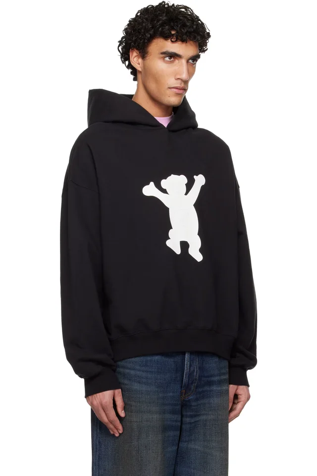 We11done Black New Teddy Logo Hoodie, photo 2 of 4 from SSENSE