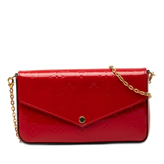 Red Louis Vuitton Monogram Vernis Pochette Felicie Crossbody Bag in Red Leather from Designer Revival