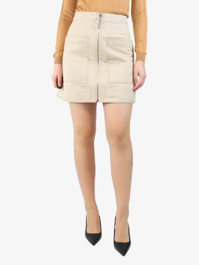 Acne Studios Beige zip front mini skirt - size UK 10 in Beige from Sign of the Times