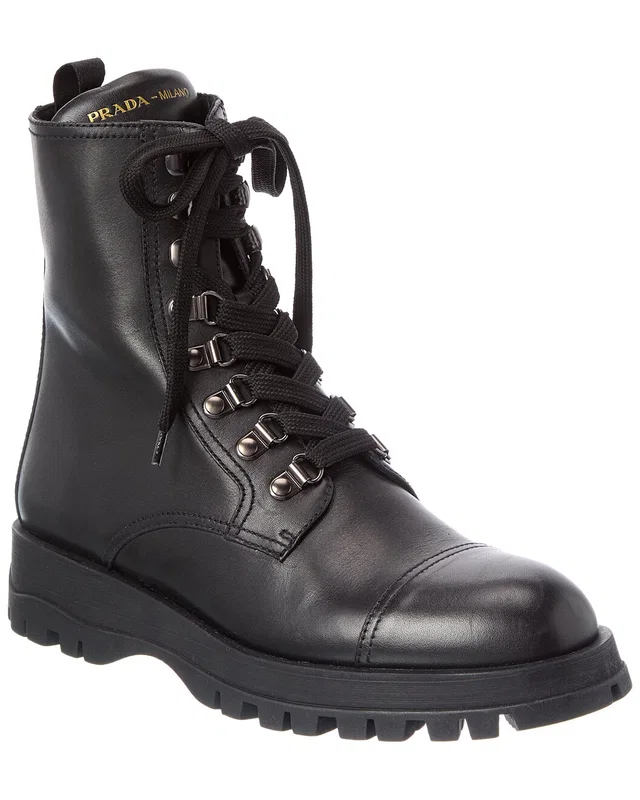 Prada Lace Up Leather Bootie, image 1 of 1 from Rue La La