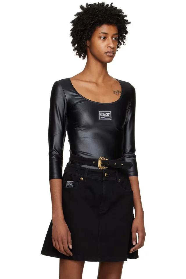 Versace Jeans Couture Black Patch Bodysuit, photo 2 of 5 from SSENSE