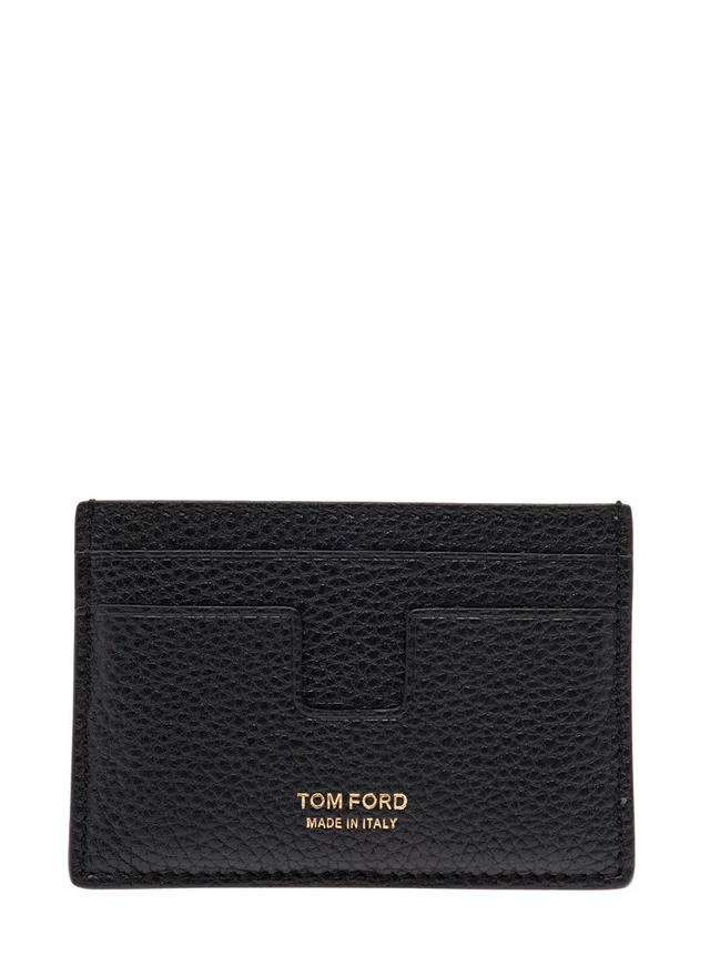 Tom Ford Grained Calfskin Card Case — Black Cases in Black Caviar leather from HEWI