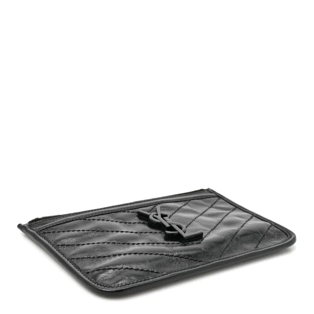 Saint Laurent Crinkled Calfskin Matelasse Monogram Niki Bill Pouch Black in Black Calfskin from FASHIONPHILE, photo 4 of 7