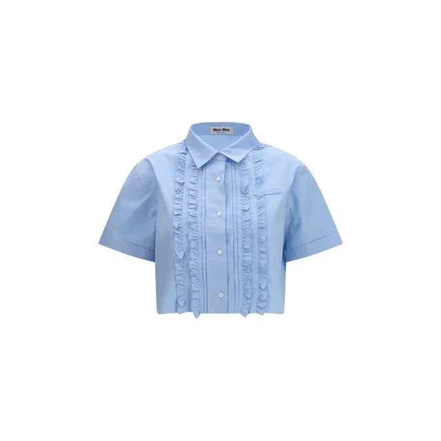 Miu Miu Blue Cotton Shortsleeve Shirt in Blue from HEWI
