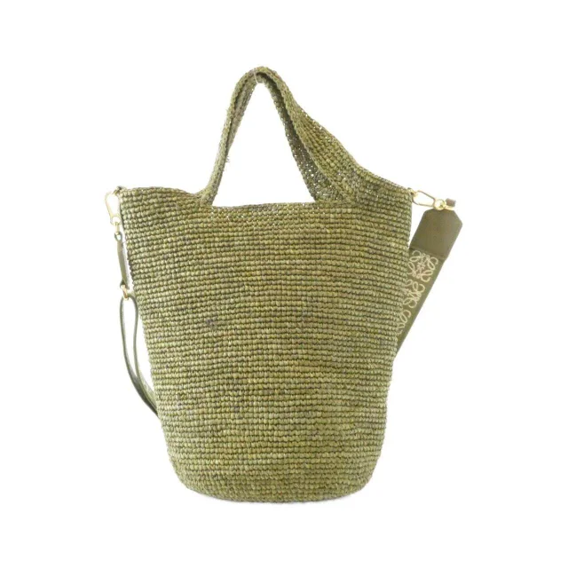 Loewe Slit Bag Mini Raffia Calf Bag in Green Calfskin from LuxUness, photo 2 of 8