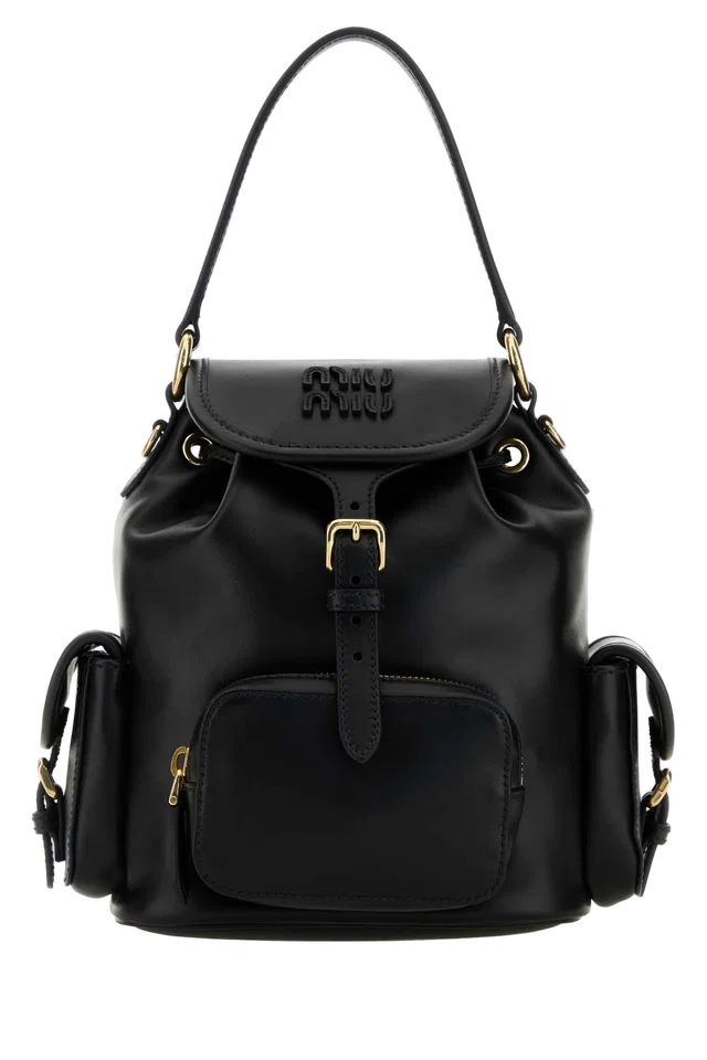 Miu Miu Leather Shoulder Bag — Black in Black Leather from HEWI