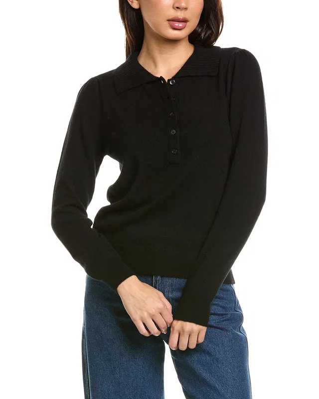 THE CASHMERE PROJECT Puff Sleeve Lady 100% Cashmere Polo Sweater, image 1 of 1 from Gilt