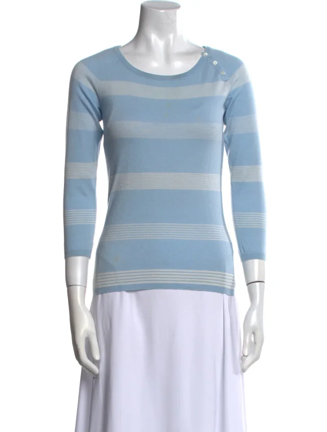 Loro Piana Cashmere Striped Sweater in blue Cashmere from The RealReal