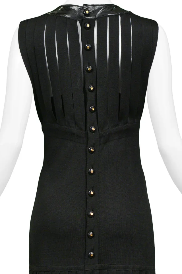 Chanel Black Knit & Wet Look Cage Dress in Black from Resurrection Vintage, photo 5 of 5