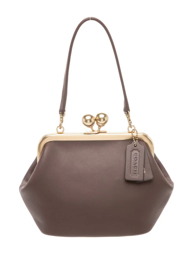 Coach Leather Kisslock Frame Bag 18 in brown|red Leather from The RealReal