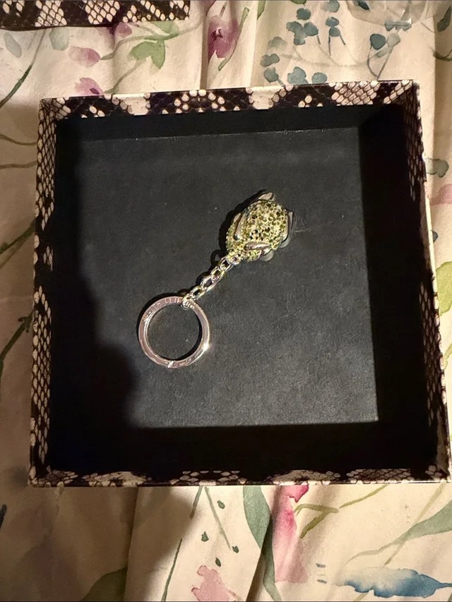 Judith Leiber Green Crystal Frog Keyring With Silver Tone Ring in green|silver|gray from Poshmark