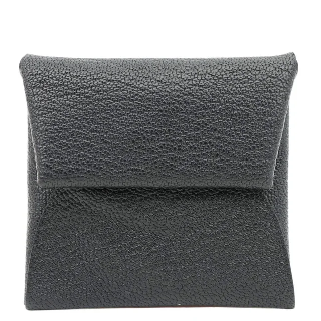 Hermès Bastia Verso Grained Goatskin Leather Coin Purse Black in Black Goatskin from Dallas Designer Handbags